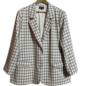 Danielle Bernstein Blazer Women’s 3X Black White Plaid Academia Business NWT